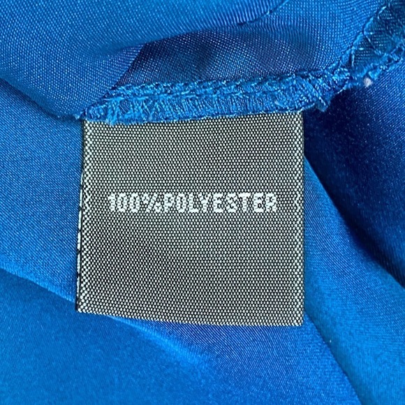 KENNETH Cole REACTION Solid Blue Pleated Yoke Long Sleeve Button Down Blouse - Picture 10 of 12